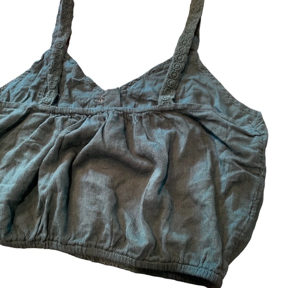 Women's American Eagle teal green cropped button tank - Picture 3 of 7